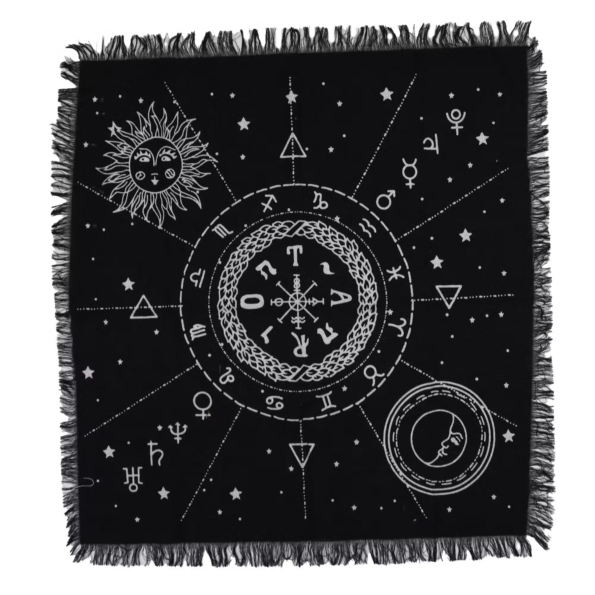 Esoteric Fringed Altar Cloth - Horoscope