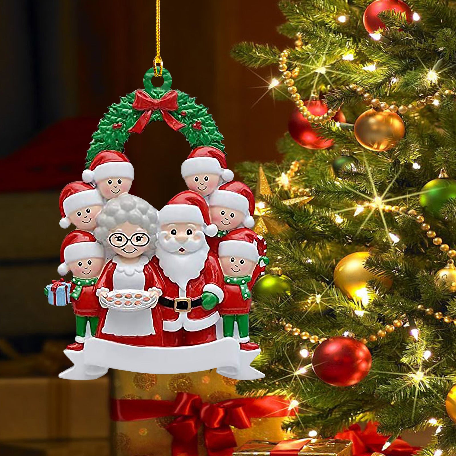 Christmas Wooden family Pendant Decorations